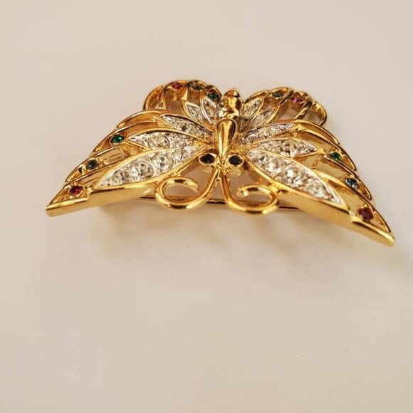 Vintage Signed D'ORLAN  Rhinestone Crystal Butterfly Brooch Pin - Picture 6 of 9